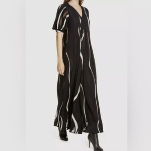 Lafayette 148 | Cascading Burnout Sutherland Dress Size 10 Black Cream